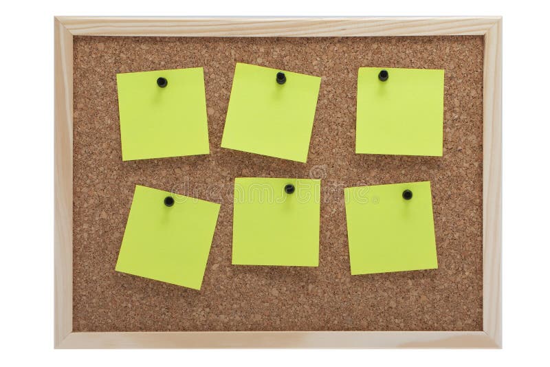 Corkboard with notes and pins, message and reminder. Corkboard with notes and pins, message and reminder