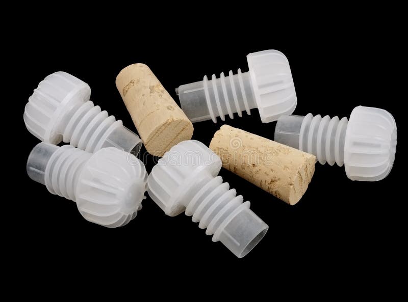 Corks for Home Wine Making, Isolated on Black Stock Photo Image of