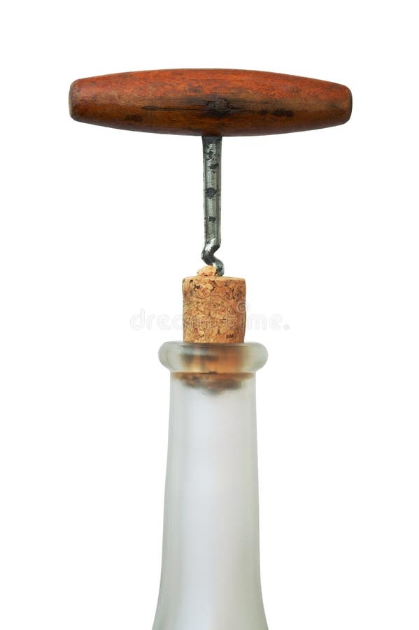 Corkscrew, cork and bottle