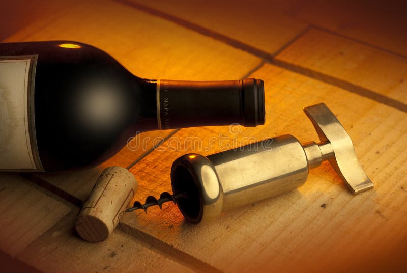 Corkscrew,cork and bottle
