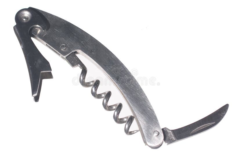 Corkscrew for opening wine bottles stock images