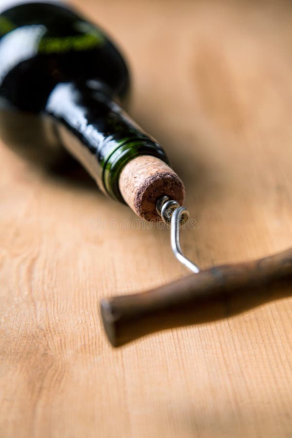 Corkscrew in a Wine Bottle Cork Stock Image Image of alcohol