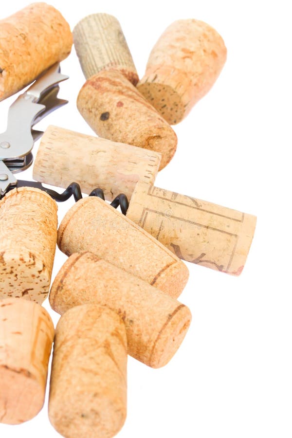 Corkscrew with wine corks stock image. Image of lever 29324081