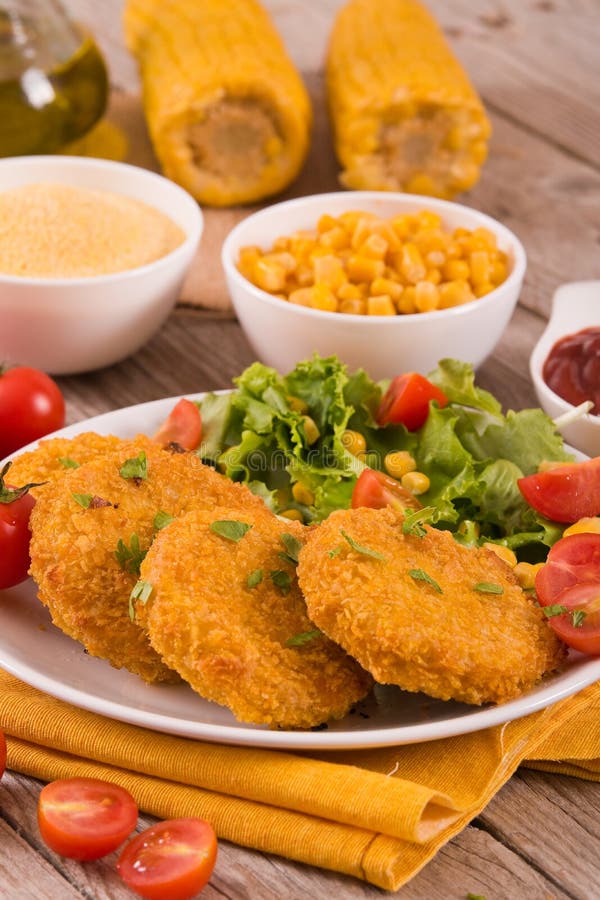 Corn burgers. stock photo. Image of lettuce, organic 127550654