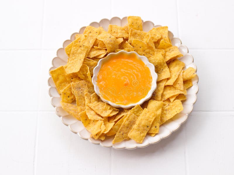 Corn Chips with Cheese Sauce Stock Image Image of produce, yellow