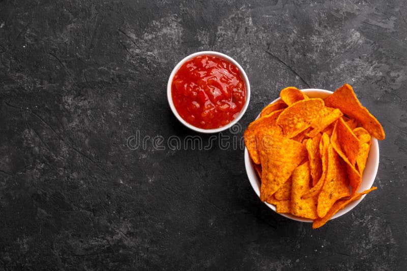 Corn chips with sauces stock image. Image of cuisine 239699527