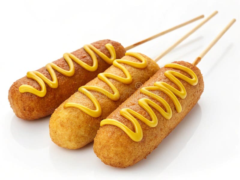 Corn dogs with mustard isolated on transparent background royalty free illustration