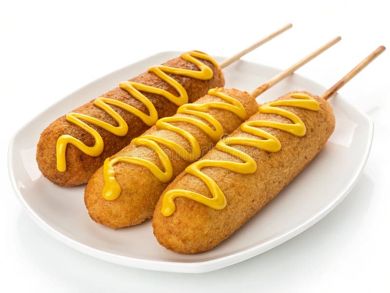Corn dogs with mustard isolated on transparent background stock illustration