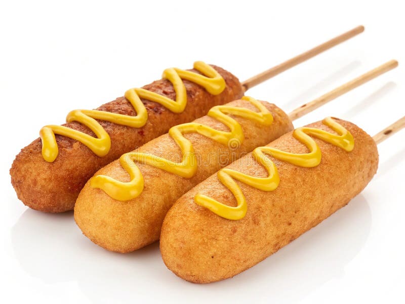 Corn dogs with mustard isolated on transparent background royalty free illustration