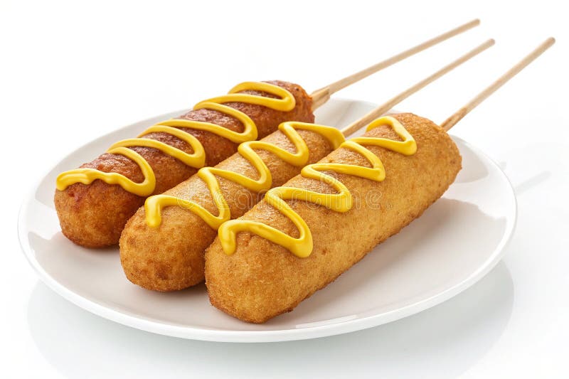 Corn dogs with mustard isolated on transparent background stock illustration