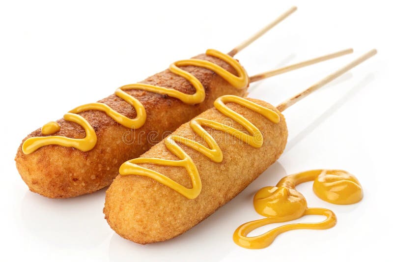 Corn dogs with mustard isolated on transparent background stock illustration