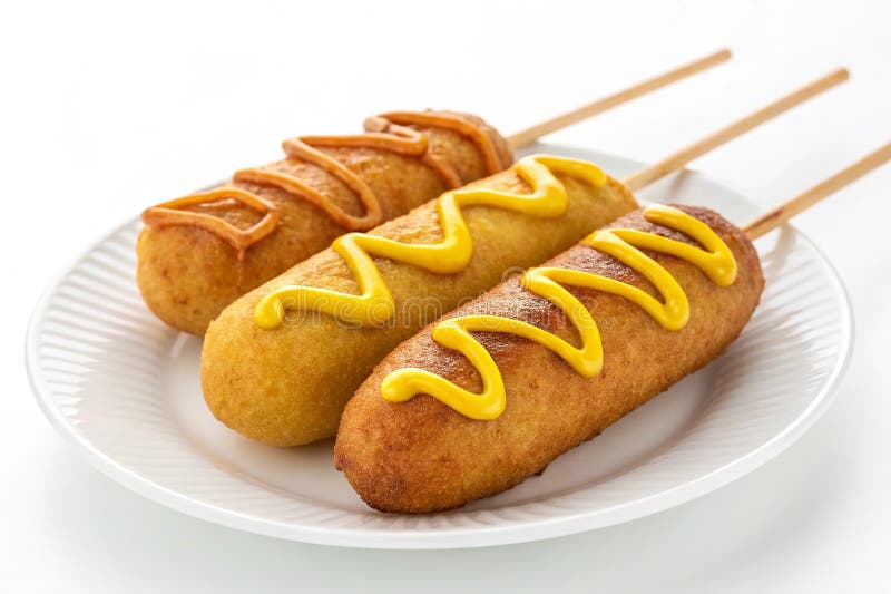 Corn dogs with mustard isolated on transparent background stock illustration