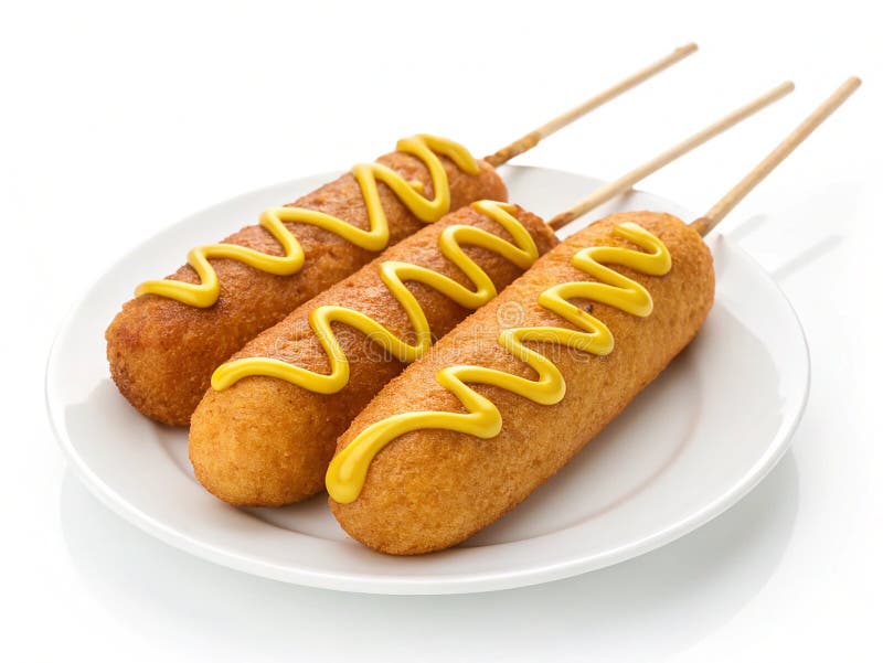 Corn dogs with mustard isolated on transparent background stock illustration