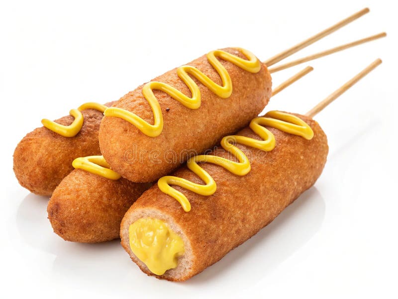 Corn dogs with mustard isolated on transparent background vector illustration