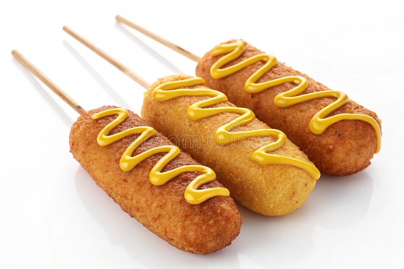 Corn dogs with mustard isolated on transparent background stock illustration