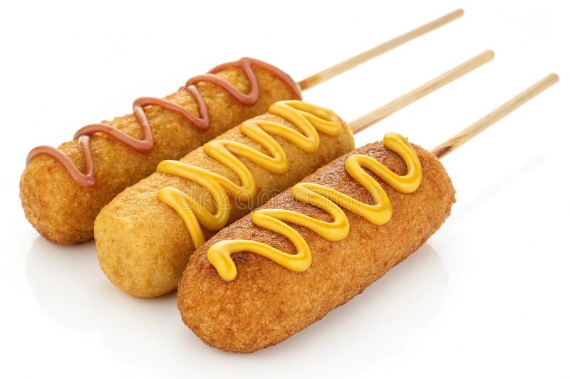 Corn dogs with mustard isolated on transparent background vector illustration