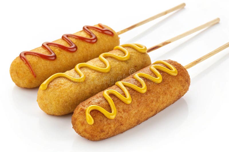 Corn dogs with mustard isolated on transparent background vector illustration