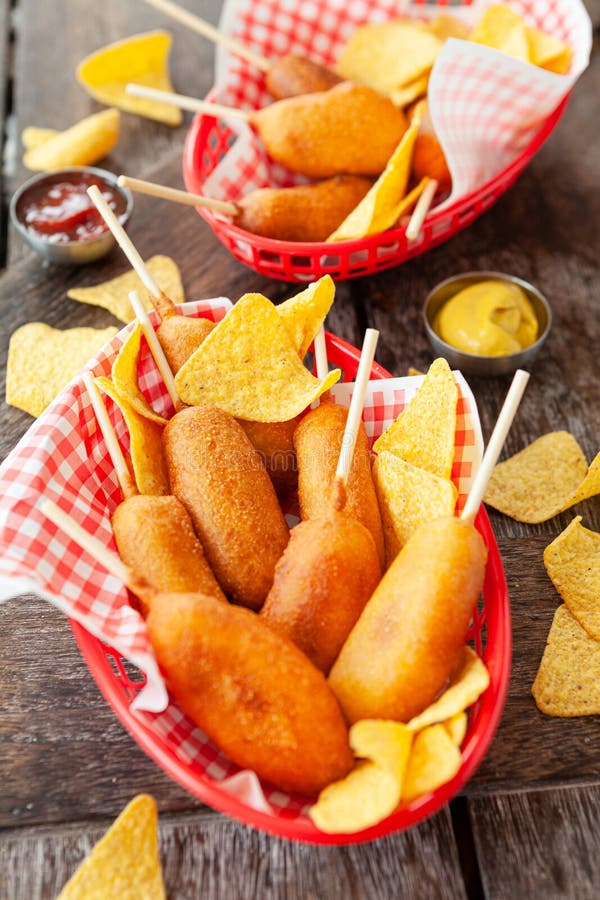 Corn Dogs, Sausage on a Stick Stock Image Image of food, little