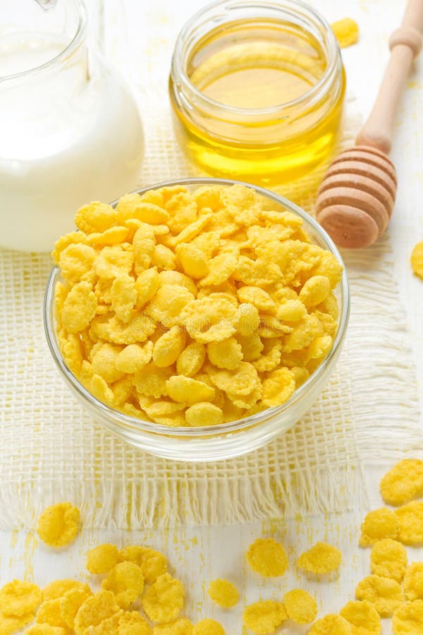 Oat Flakes on a Glass Bowl and Jug of Milk Stock Photo Image of flake