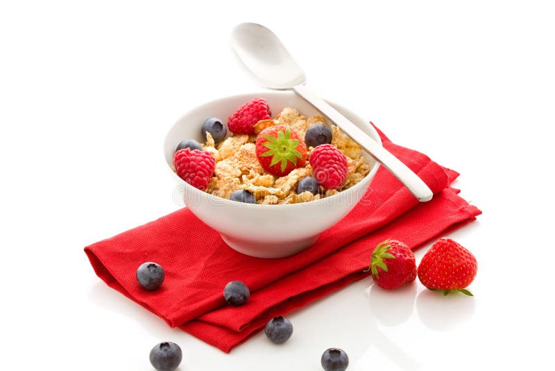 Corn flakes with berries - Isolated stock images Corn flakes with berries - Isolated stock images