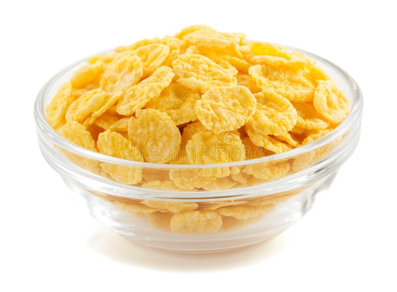 Corn Flakes in Bowl on White Stock Photo Image of bowl, delicious 48464116
