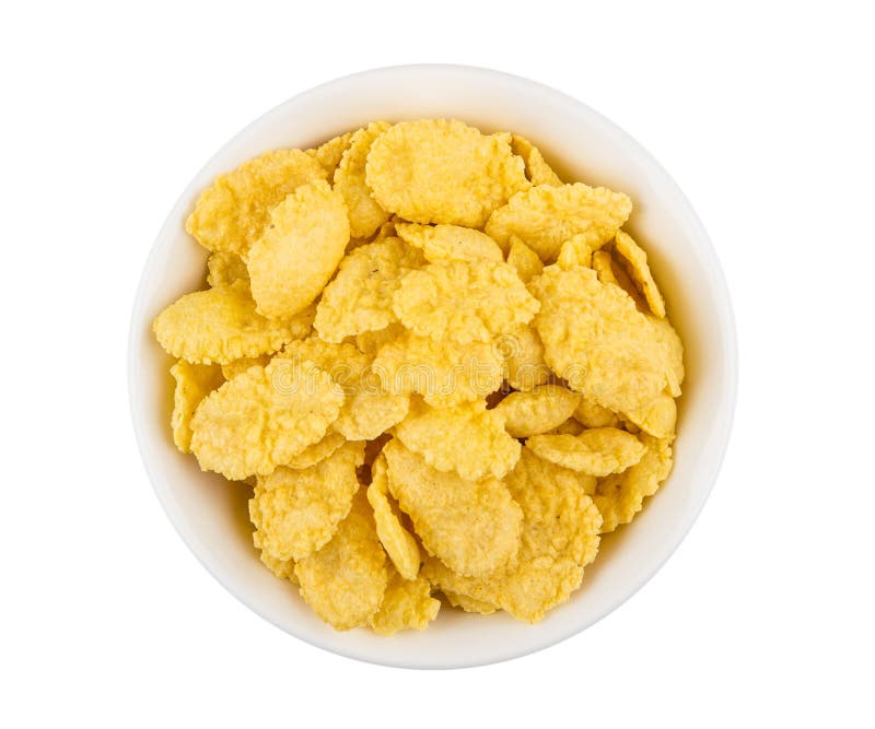 Corn Flakes in der Glasschüssel lokalisiert auf weißem Hintergrund stockfotografie Corn Flakes in der Glasschüssel lokalisiert auf weißem Hintergrund stockfotografie