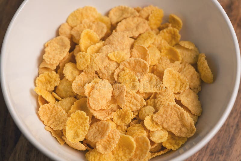 Corn Flakes in White Bowl Closeup Stock Photo Image of nutrition