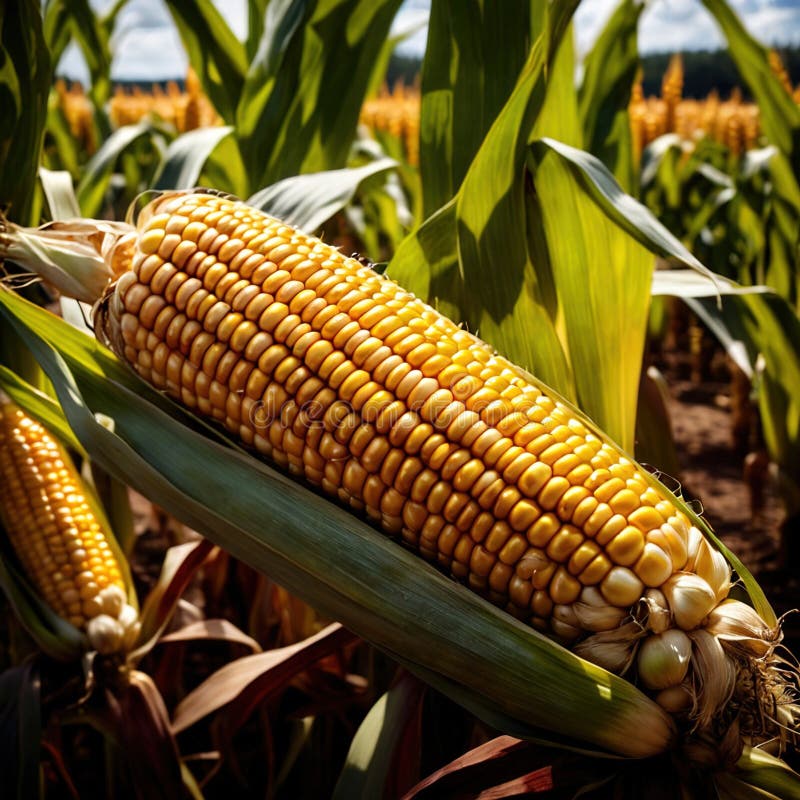 Corn fresh raw organic vegetable stock illustration