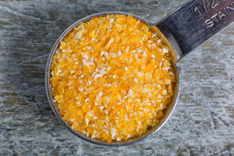 Corn Grits Closeup in Measuring Spoon Stock Image Image of grain