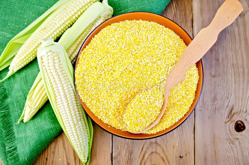Corn Grits With Corn Cobs On A Board Stock Photo Image of golden