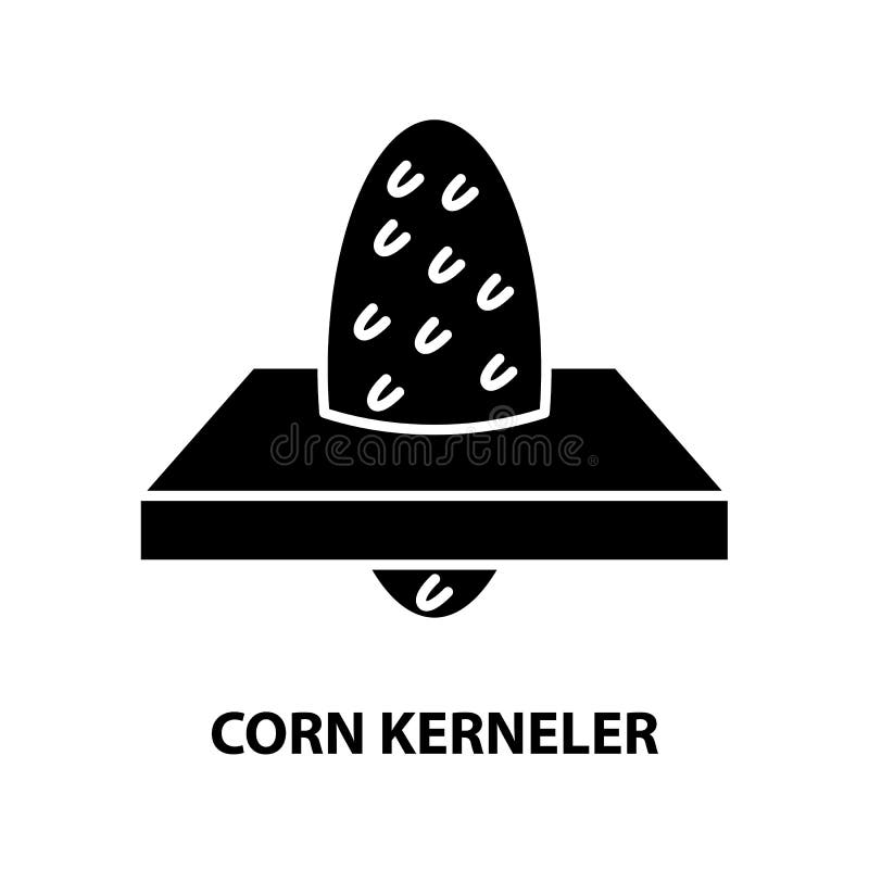 Corn Kerneler Icon, Black Vector Sign with Editable Strokes, Concept