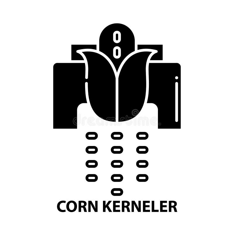 Corn Kerneler Symbol Icon, Black Vector Sign with Editable Strokes