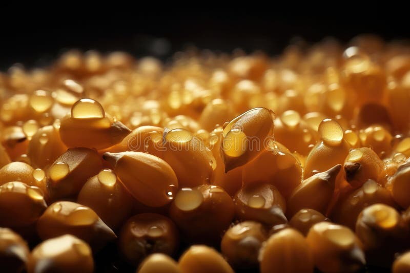 Corn Kernels in Macro. AI Generated Stock Illustration Illustration