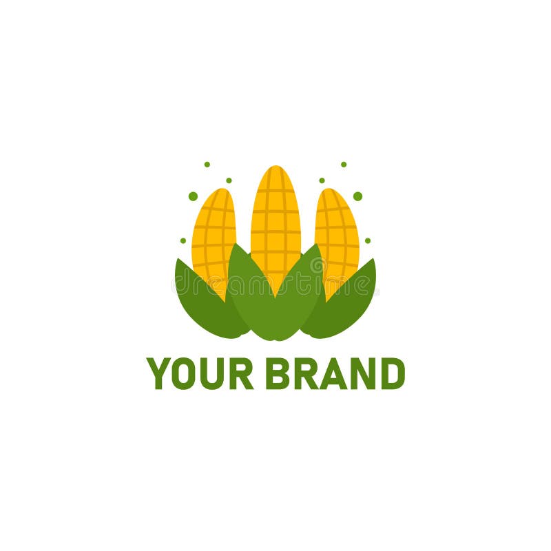 Simple Flat Three Corn Logo Icon Agriculture Symbol Stock Vector Illustration of green, corn