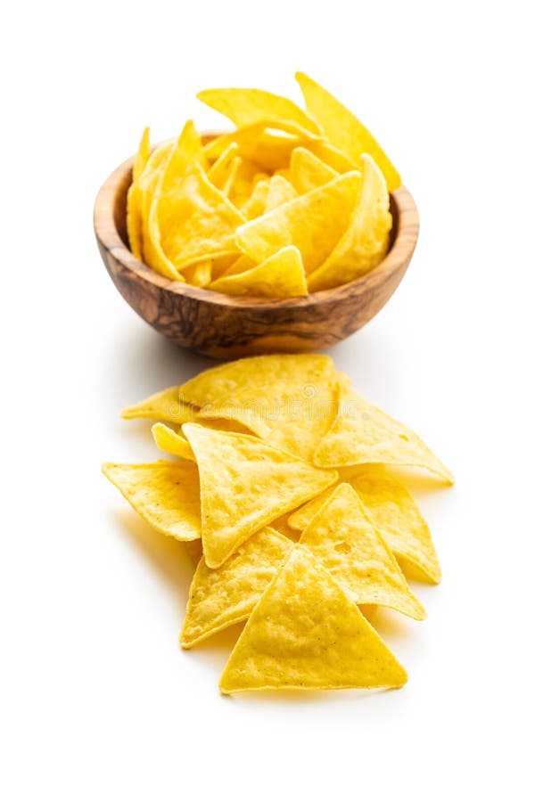 Corn Nacho Chips. Yellow Tortilla Chips in Bowl Stock Image Image of