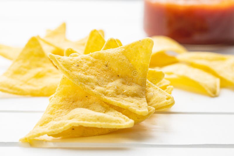 Corn Nacho Chips. Yellow Tortilla Chips Stock Photo Image of food
