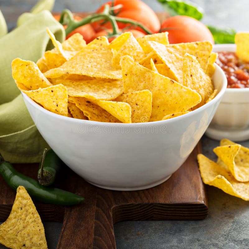 Corn Tortilla Chips in Big Bowl Stock Photo Image of party, snacking 85657830
