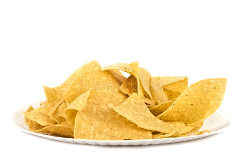 Corn Tortilla Chips (mexican Chips) On Paper Plate Royalty Free Stock