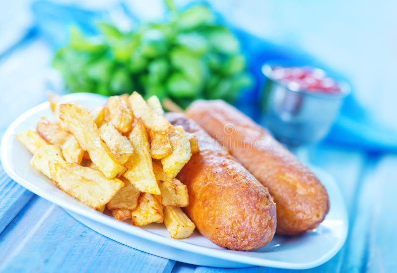 Corndogs fotografia royalty free
