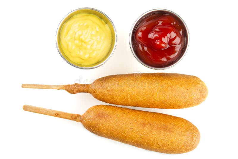 Corndogs i Condiments obraz royalty free