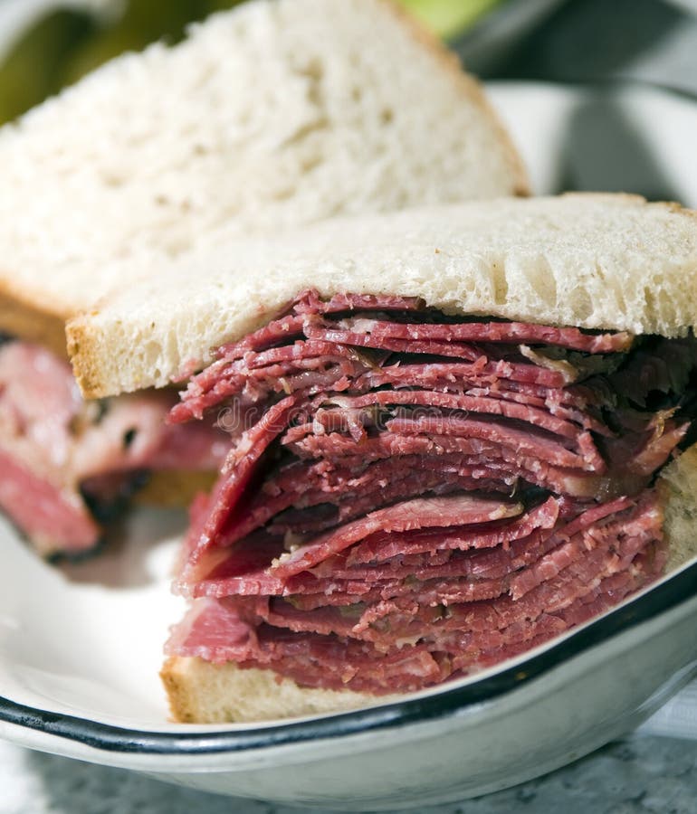 Corned Beef Sandwich Rye Bread Stock Image - Image of large, thick: 8278493