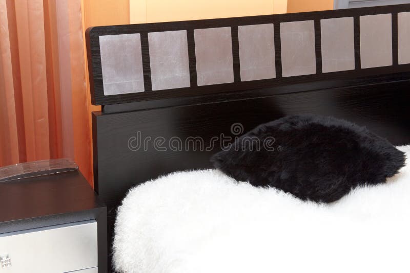 Corner of Bed with White Fur Blanket Cover Stock Photo Image of magnificent, stylish 13502194