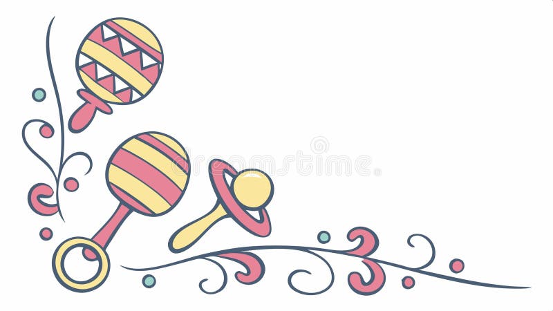 Baby rattle toys corner border pastel nursery infant design vector design Generative AI royalty free illustration