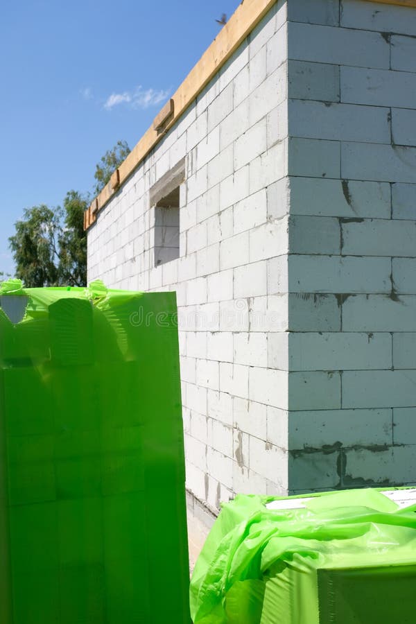Corner of a House of a White Wall from Aerated Concrete at a