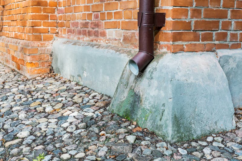 Corner of Old House with Downspout Stock Photo Image of brick, rough