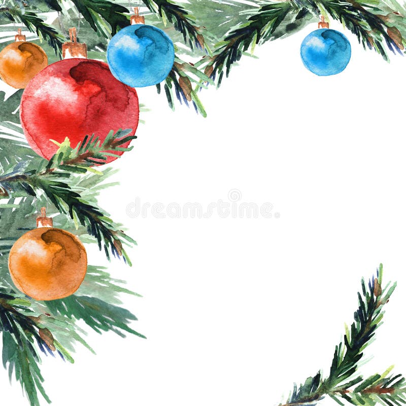 Corner pattern from christmas balls and pine branches. vector illustration Corner pattern from christmas balls and pine branches. vector illustration