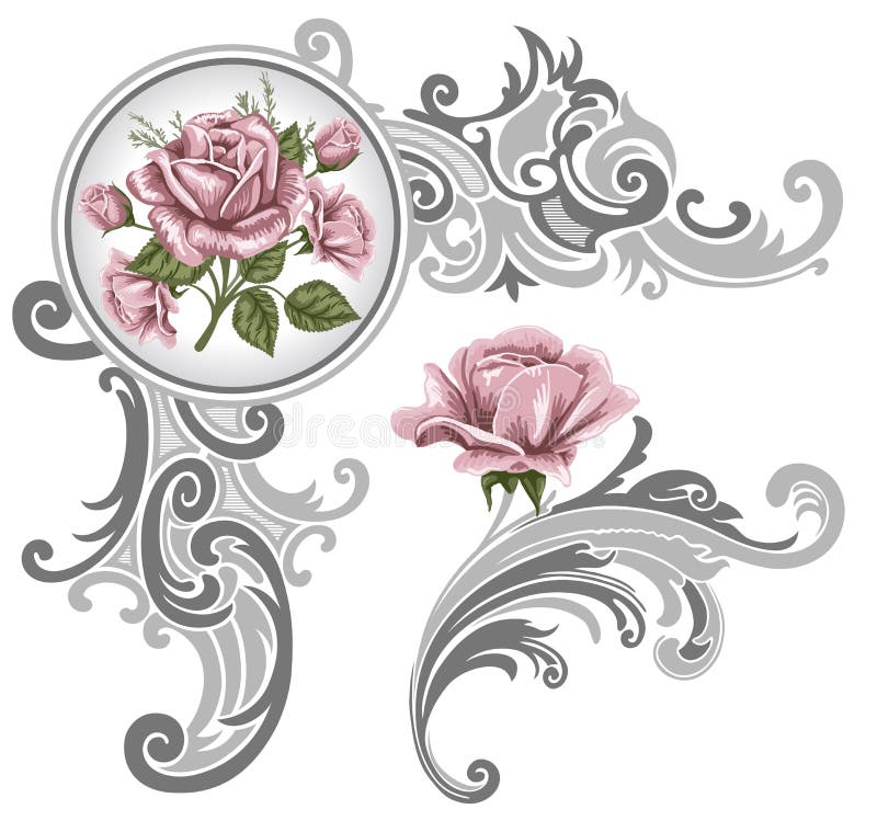 Corner piece ornament of roses stock illustration Corner piece ornament of roses stock illustration
