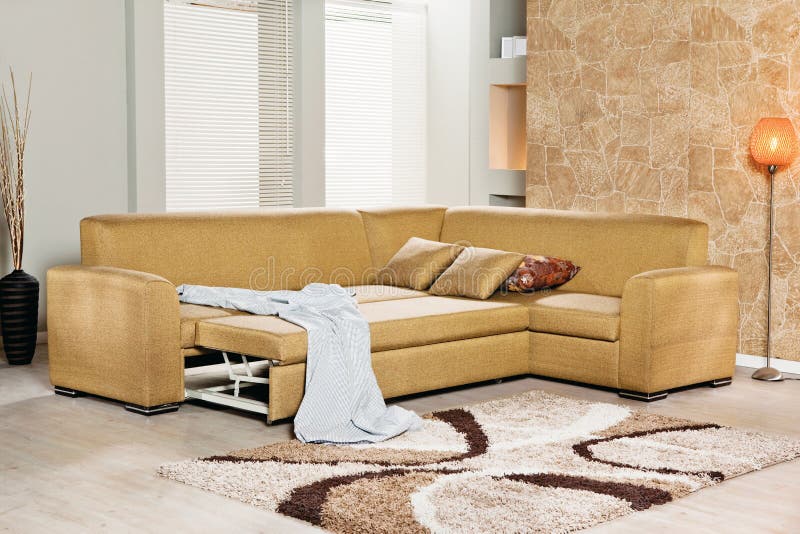 Corner sofa open for home stock image. Image of comfortable 114629435