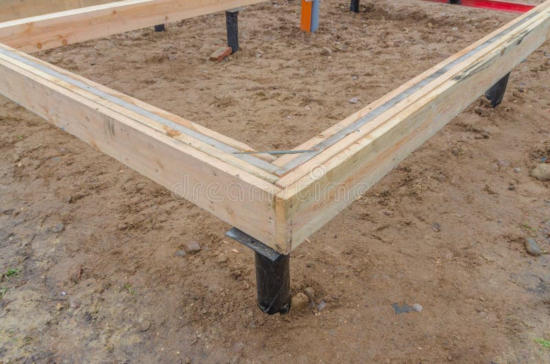 Corner Timber Framing of a House Under Construction Stock Image Image