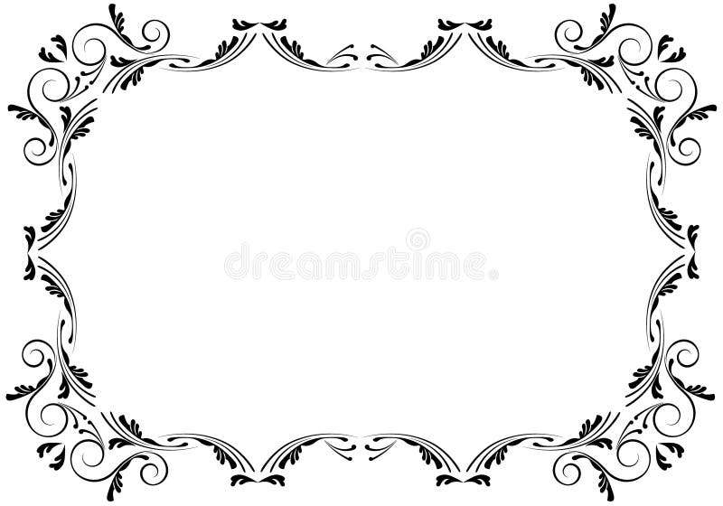 Decorative Black White Flourishes Borders Stock Illustration ...